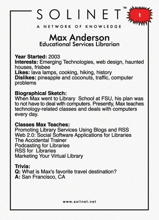 Trading Card of Max - Back